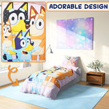 Get Trend Bluey Single Duvet Cover Set with Pillowcase for Boys, Girls, 53"x79", Soft Cotton Kids Bedding, Gifts for Kids (Multi Bluey) Get Trend