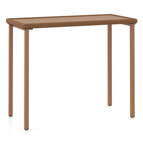 Tangkula Patio Bar Table, Heavy Duty Rectangle Metal Frame 48 Inches Outdoor Counter Height Table, for Backyard, Poolside, Balcony, Lawn Tangkula