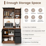 PETSITE Kitchen Buffet Hutch Storage Cabinet, 71'' Freestanding Pantry with 3 Cabinets & Drawers, Adjustable Shelves, Microwave Cupboard for Living Room, Dining Room PETSITE