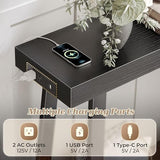 Huuger Entryway Console Table with Charging Station, USB-C Port, 47.2 Inch Sofa Table with Metal Legs, Entry Hallway Table with Thicker Desktop, Modern Behind Couch Table, Black Huuger