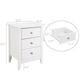 Bonnlo Upgraded White Night Stands for Bedrooms Set of 2, Modern Nightstand with 3 Drawers, Wooden Bed Side Table for Small Spaces, College Dorm, Kids’ Room, Living Room, 16W x 16D x 24H Bonnlo