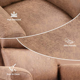 IOMOR Push Back Recliner Chair, Faux Leather Lounge Armchair with Footrest, Decoration Single Sofa Accent Chair for Living Room, Bedroom, Small Spaces (1, L-Brown)