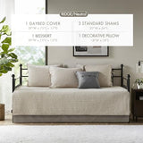 Madison Park Ridge Daybed Cover Set - Cabin Lodge Plaid Herringbone Print Reversible Design, All Season Luxury Bedding with Bedskirt, Matching Shams, Decorative Pillow, 39"x75", Neutral 6 Piece Madison Park