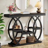 Tribesigns 39.4" Console Table, Industrial 4-Tier Sofa Table Entryway Table with Storage Shelves, Narrow Wood Accent Tables with Metal Frame for Small Spaces, Hallway, Foyer, Black Tribesigns