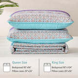 Xruibed Boho Quilt Set Queen,Purple Teal Bohemian Quilt Coverlet 3PCs Soft Microfiber Lightweight Bedspread with 2 Pillowcases for All Season (Queen Size 90"x96") Xruibed