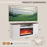 IFGET Fluted Fireplace TV Stand for TVs Up to 80 inch, Modern Entertainment Center with 36" Electric Fireplace, Wood Media Console w/Drawers and Adjustable Shelves for Living Room, Antique White IFGET