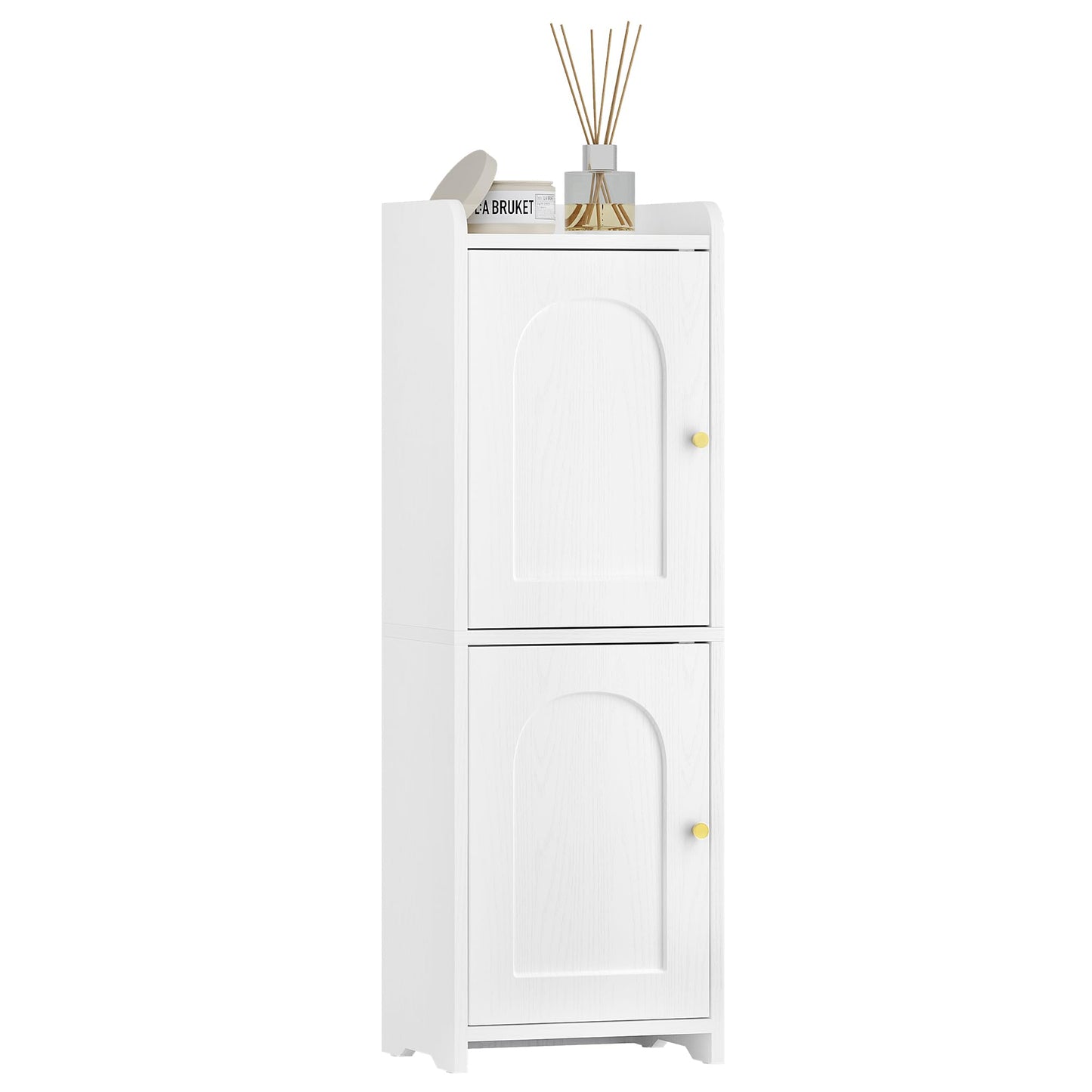 Hzuaneri Bathroom Storage Cabinet, Corner Floor Cabinet with 2 Doors and Adjustable Shelf, Narrow Toilet Paper Cabinet, Bathroom Organizer for Small Spaces, White BC19913X