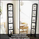 SZQINJI 3 Panel Photo Room Divider Screen, Solid Wood Divider for Room Separation for 8x10 Picture Frame Without Mat for 5x7 Photo with Mat, Black SZQINJI
