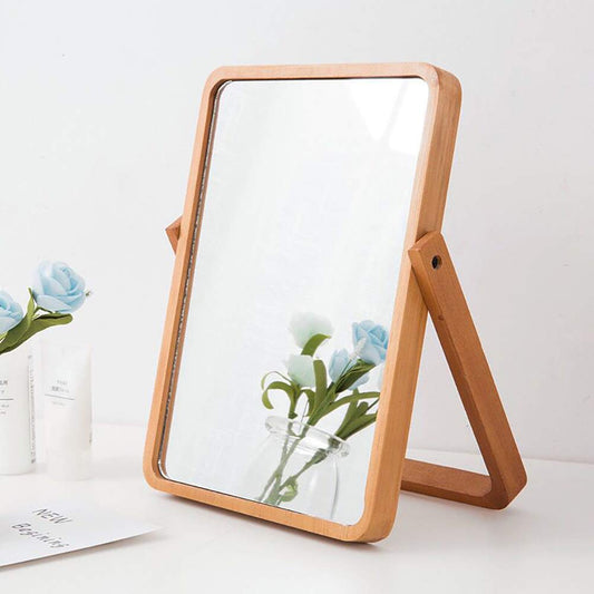 ZOROSY Wood Table Makeup Mirrors for Women - Rectangle Wall-Mounted Mirrors Desk Mirrors for Living Room Bedroom Birthday Gifts - WoodArtSupply