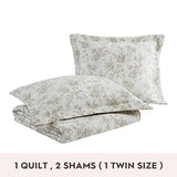 Laura Ashley - Twin Quilt Set, Reversible Floral Cotton Bedding with Matching Sham, Home Decor for All Seasons (Walled Garden Brown, Twin) Laura Ashley