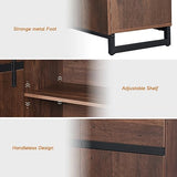 WAMPAT 4 PCS Modern 72" Tall Bookshelf with Metal Base and Adjustable Shelves, Library Bookcase with Storage Cabinet and Open Book Shelfs, Wood Bookshelves for Home Office, Living Room, Brown WAMPAT