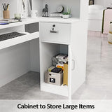 LEADZM Reception Desk, L Shaped Standing Front Desk Reception with Counter, Lockable Drawers & Adjustable Shelf for Salon Office, White(55.9"" W x 18.9"" D x 48"" H), LZRD001 LEADZM