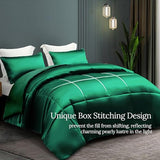 Whale Flotilla 2-Piece Reversible Silky Soft Twin Size Comforter Bedding Set, Luxurious Satin Comforters with Satin Pillowcase, Lightweight Duvet for All Seasons,Deep Green Whale Flotilla