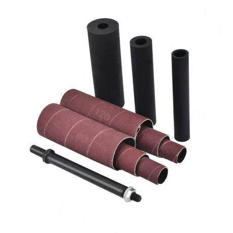 scottchen PRO Spindle Sander Adaptor 4-1/2" x 1/2" with Rubber Sanding Drum Kit OD 3/4", 1", 1-1/2" and Sandpaper Sleeves Grit# 80,120 - S/10 - WoodArtSupply