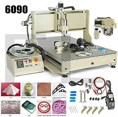 GDAE10 USB 4 Axis CNC 6090 Router Kit MACH3 Control + 2.2kw VFD Water-Cooling Spindle Motor Plastic Acrylic PCB PVC Wood Carving Drilling 3D Milling Engraving Machine with Controller,Handwhee - WoodArtSupply