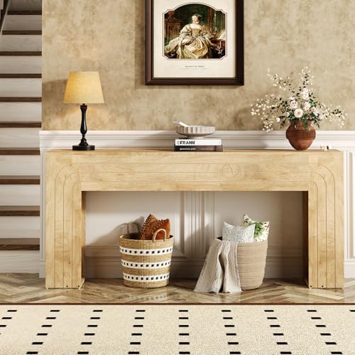 knoworld 70.9-Inch Long Console Table, Farmhouse Entryway Table with Handcrafted Line Detailing, Wood Narrow Sofa Table for Living Room, Hallway, Foyer, and Behind Couch knoworld