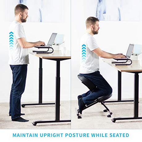 Ergonomic Kneeling Chair, Adjustable Stool for Home and Office - Improve Your Posture with an Angled Seat - Thick Comfortable Moulded Foam Cushions - Brake Casters DRAGONN