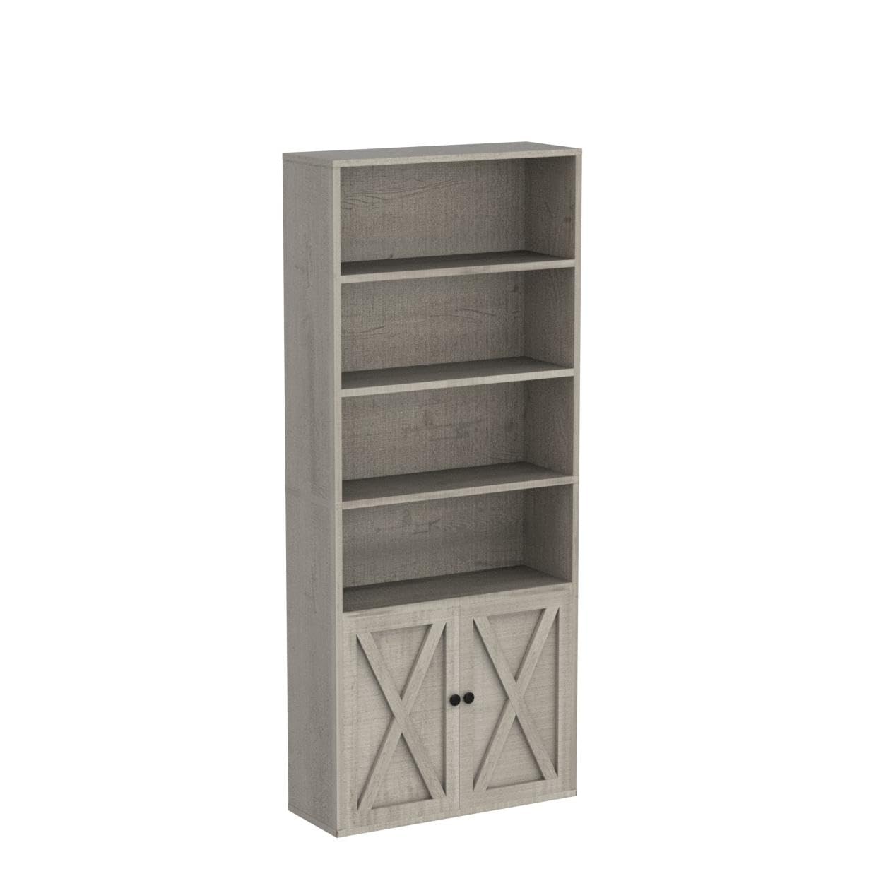 IRONCK 70-Inch Industrial Bookshelf with Doors - 6-Tier Floor Standing Storage for Home and Office - WoodArtSupply