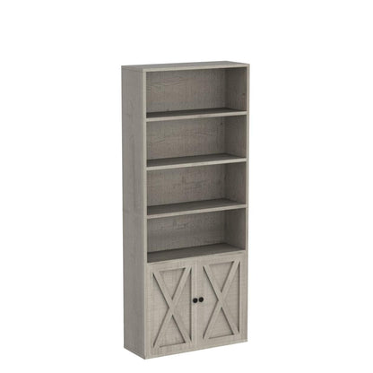 IRONCK 70-Inch Industrial Bookshelf with Doors - 6-Tier Floor Standing Storage for Home and Office - WoodArtSupply