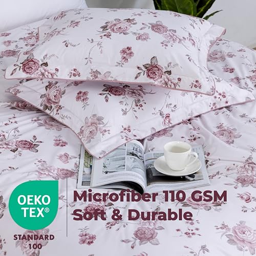 Dreamology Twin Duvet Cover, Duvet Cover Twin with Button Closure,Microfiber,Bedding Set,Piped Edges & Fade Resistant Duvet Cover Set, Bedding Duvet Covers & 1 Pillow Shams (Dusty Floral) Dreamology