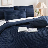 NEXHOME PRO Duvet Cover Full,Navy 3 Pieces Boho Tufted Duvet Cover Set, Soft and Lightweight 100% Washed Microfiber Comforter Cover Set for All Season(Navy Full, 80 x 90)-No Comforter NEXHOME PRO