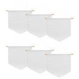 SOUJAP 6 Pcs Blank Canvas Banners, 13 x 13.7 Inch Pin Wall Display Banners with Wooden Dowel and rope, White Canvas Banners Flags for Decorating, DIY SOUJAP