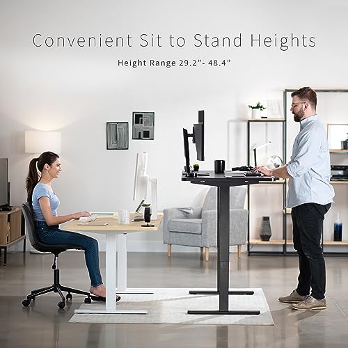 VIVO Electric Height Adjustable 71 x 30 inch Memory Stand Up Desk, White Table Top, White Frame, Standing Workstation with Preset Controller, 1B Series, DESK-KIT-1W7W VIVO