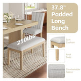 Merax Farmhouse Wooden Dining Set of 6, 78.1 Inch Extendable Kitchen Dining Table, Upholstered 4 Chairs with Backrest, Bench with Cushion, Easy Assemble, Natural Merax