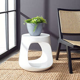SAFAVIEH Outdoor Collection Vikki Modern Ivory Concrete Accent Table (Fully Assembled) VNN1040B SAFAVIEH