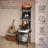 Lutown-Teen Record Player Stand with Vinyl Storage, Record Player Table Holds up to 200 Albums, 5-Tier Turntable Stand for Living Room, Black Lutown-Teen