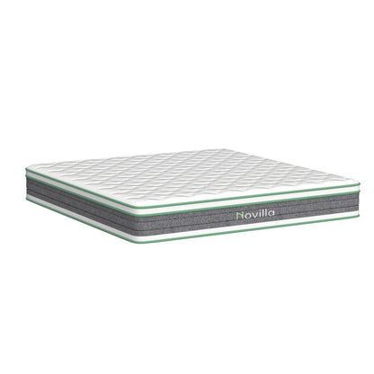 Novilla Queen Mattress, 12 Inch Hybrid Mattress in a Box, Innerspring Mattress with Gel Memory Foam for a Cool Sleep, Pressure Relief, Medium Firm Pillow Top Mattress, Groove