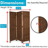 BIRDROCK HOME 3 Panel Seagrass Room Divider - Brown Wash - Folding Sections - Partition Screen - Hand Woven Abaca - Home Decor BIRDROCK HOME