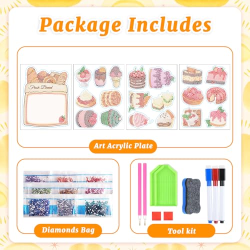 20 Pcs Dessert Diamond Art Magnets, Sweet Treats DIY Painting Kits for Refrigerator, Fun Food Theme Craft Decor for Adults Kitchen ROLYTA
