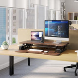 Mount-It! 38 Inch Standing Desk Converter, Sit Stand Desk Riser for Dual Monitors with Keyboard Tray, Height Adjustable Desktop Workstation, Easy Lift Gas Spring, Rustic Walnut Brown Mount-It!