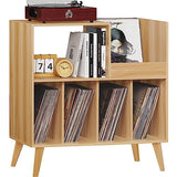 LELELINKY Large Record Player Stand, Turntable Stand with Storage, Vinyl Record Holder with Display Area, Record Player Table Holds Up to 300 Albums, Record Stand for Music room Living Room-Natural LELELINKY