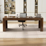 Gyfimoie 78.74" Executive Desk, Large Office Desk with 2 Drawer, Farmhouse Wooden Computer Desk Writing Table Conference Workstation Table for Office, Study, Dark Brown Gyfimoie