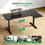 DeskShow L-Shaped Standing Desk - 63 Inch Adjustable Corner Standing Desk with Flexible Monitor Stand, Electric Sit Stand Computer Table with Memory Controller for Home Office DeskShow