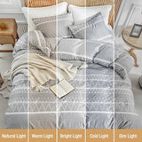 Lekesky Duvet Cover Queen Size, Grey Breathable Comforter Cover Queen Size 3pc Ultra Soft Brushed Bedding Duvet Cover Set with Zipper Ties (1 Duvet Cover 90x90 inches with 2 Pillow Cases) Lekesky
