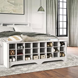 Prepac White Hall Bench with Storage and Seating: 24-Shoe Cubby Bench, Ideal White Shoe Rack for Entryway, Sized 15.5" D x 60" W x 20.25" H Prepac