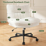 DurayLoly Criss Cross Chair with Wheels, 7" Extra Thick Ergonomic Cross Legged Office Chair, Height Adjustable Swivel Design for Home Office, Study & Vanity,White DurayLoly