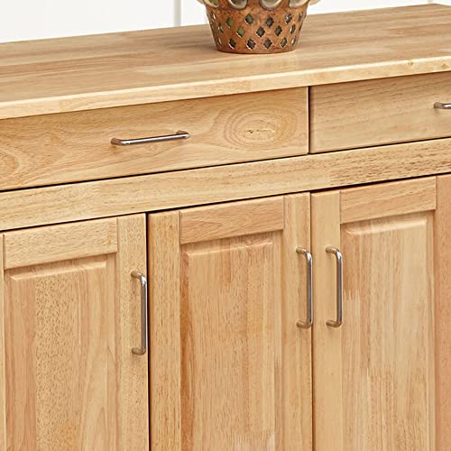 Homestyles General Line Kitchen Mobile Cart with Drop Leaf Breakfast Bar, 54 Inches Wide, Natural Hardwood