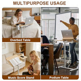 Aothia Small Standing Desk Rolling Table Adjustable Height, Laptop Mobile Stand with Wheels, Overbed Table, Portable Computer Workstation with Tiltable Desktop for Teacher Classroom Home Office, Oak Aothia