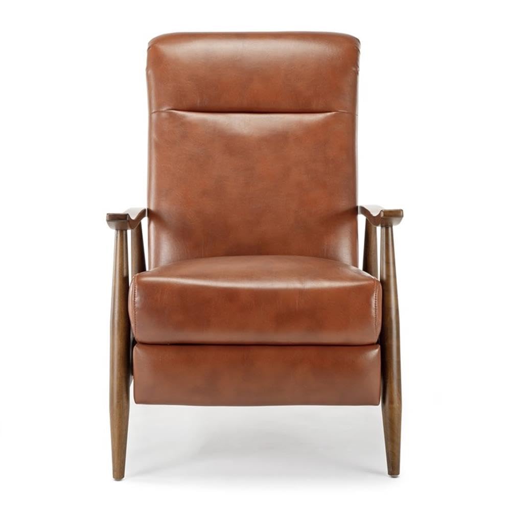 Comfort Pointe Solaris Caramel Faux Leather Wooden Arm Push Back Recliner Chair Comfort Pointe