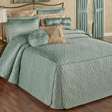 Cambridge Classic Luxury Bedding | Cool Aqua Mist Solid Color Polyester Satin | Elaborate Damask Quilting | Fitted, Oversized 24 Inch Drop | 3 Piece Bed Set Includes Cal King Bedspread & 2 King Shams Touch of Class