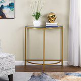 Carolina Chair & Table 30" Winoda Half Round Console Table – Modern Clear Tempered Glass Top with Gold Powder Coated Metal Frame – Contemporary Semicircular Accent Furniture for Hallway, Living Room Carolina Chair & Table