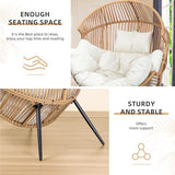 Vongrasig Wicker Egg Chair PE Rattan Chair with Cushion, Oversized Patio Lounge Chair for Outdoor, Indoor, Balcony, Backyard, Garden, Beige Vongrasig