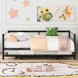 Nahenduo Twin Size Daybed with Pop up Trundle & Adjustable LED Lights, Futon Frame Bed, Metal Sofa Bed Frame for Living Room Bedroom Guest Room, Small Space, No Box Spring Needed (Black) Nahenduo