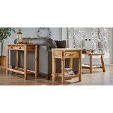 CASTLECREEK Pine Log End Table Nightstand, Rustic Natural Weathered Look Wooden Side Tables with Storage Drawer for Living Room Couch, Bedroom CASTLECREEK