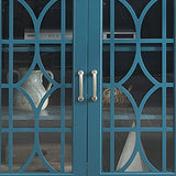 SUPPNEED 63” TV Stand, Storage Buffet Cabinet, Sideboard with Glass Door and Adjustable Shelves, Console Table for Dining Living Room Cupboard, Teal Blue SUPPNEED