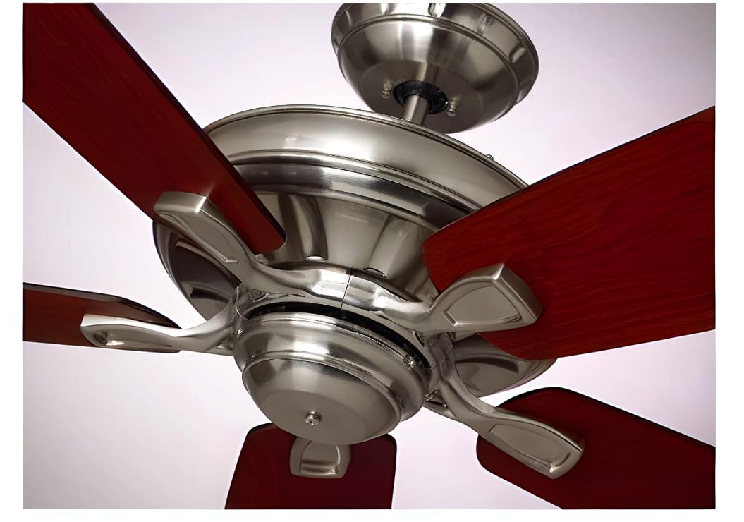 Luminance kathy ireland HOME Carrera Grande Eco 60"" Ceiling Fan Fixture Brushed Steel with Walnut Blades with 6-Speed Wall Control and Downrod | Energy Star Rated Motor | Light Kit Adaptable, Large Luminance